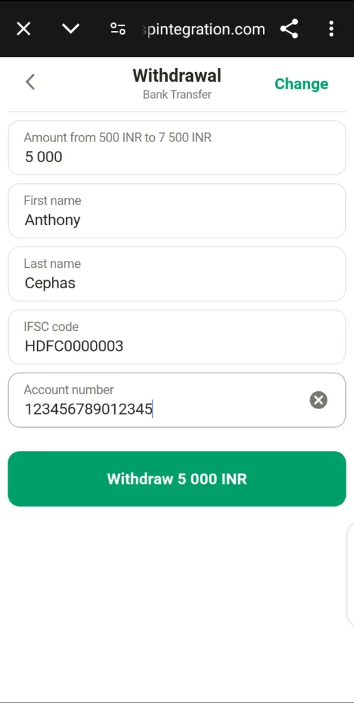 Parimatch withdrawal processing