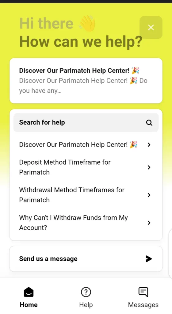 Parimatch customer support center