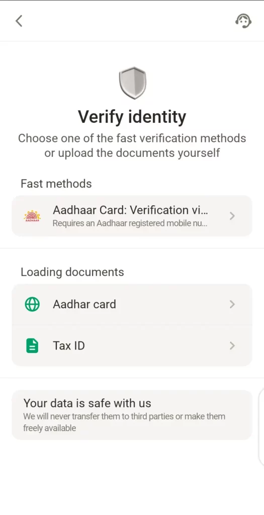 Parimatch account verification page