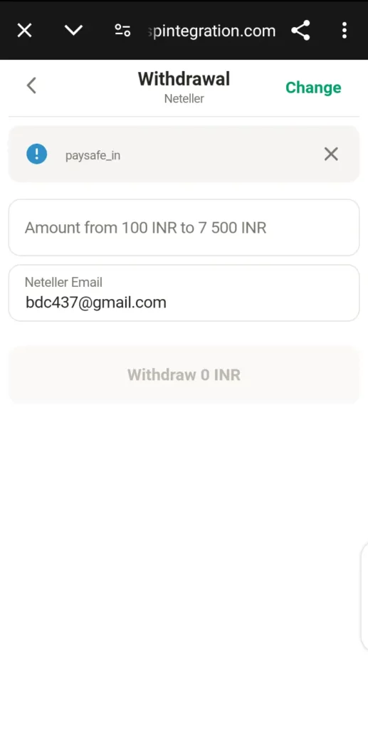 Parimatch Neteller withdrawal method