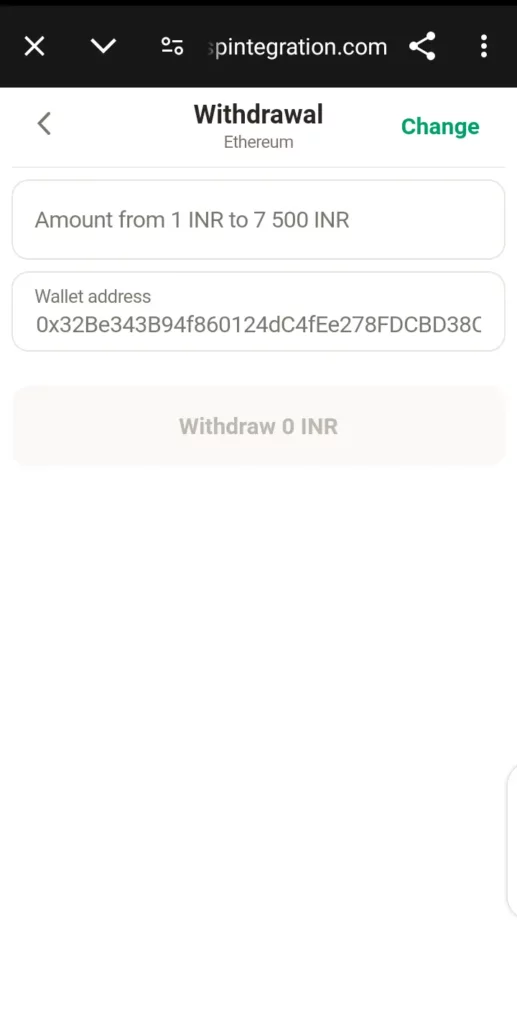 Parimatch Ethereum withdrawal method
