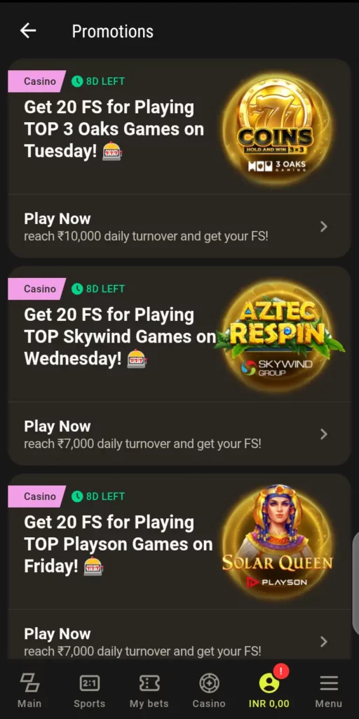  Parimatch Slots tournaments rewards