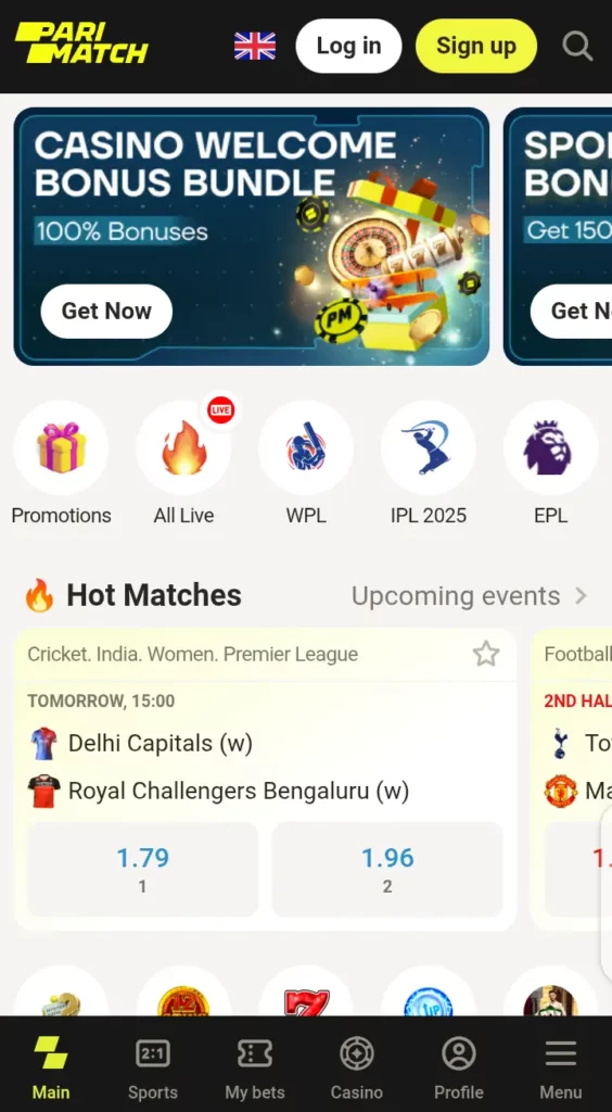 Parimatch homepage