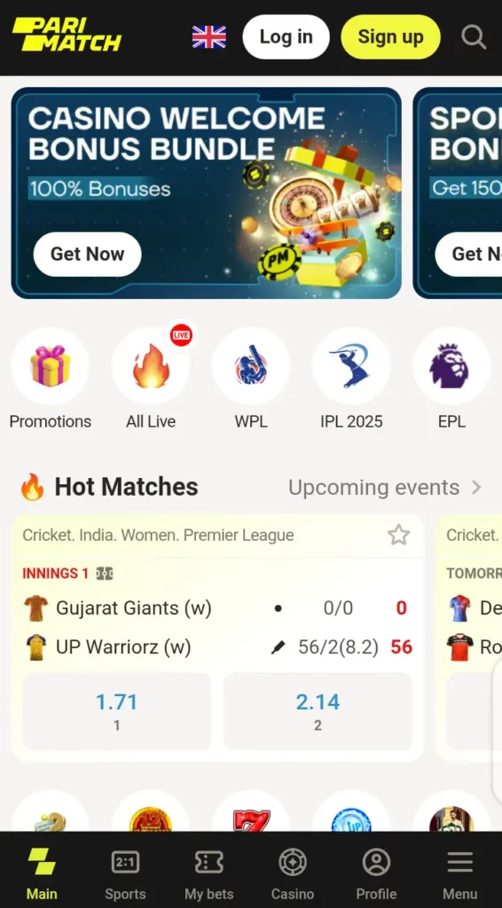 Parimatch homepage