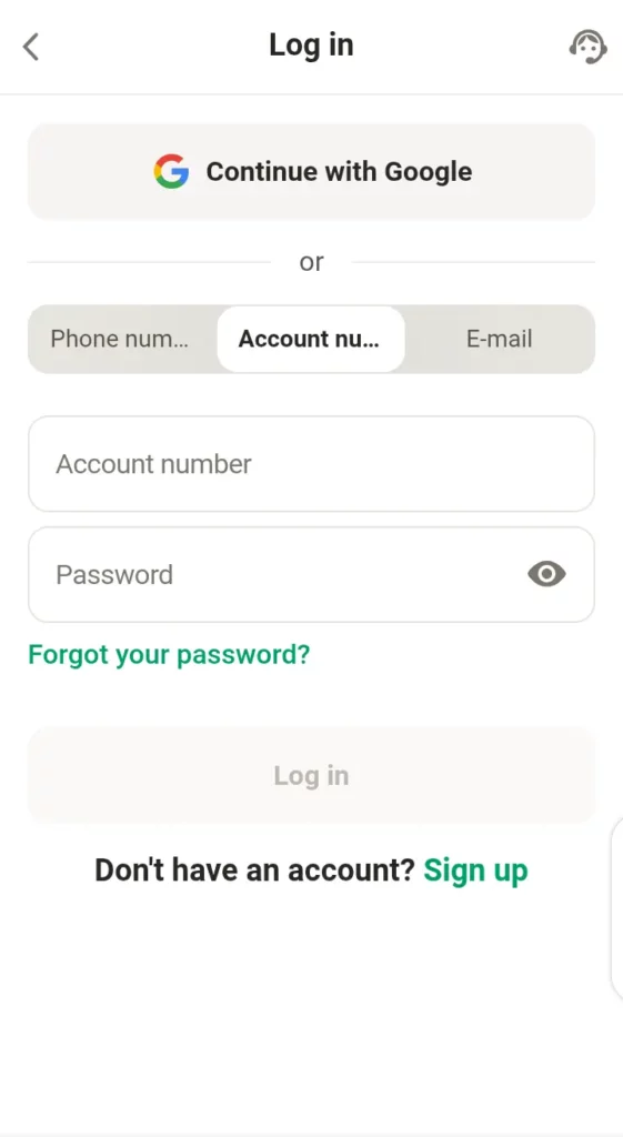 Parimatch login page