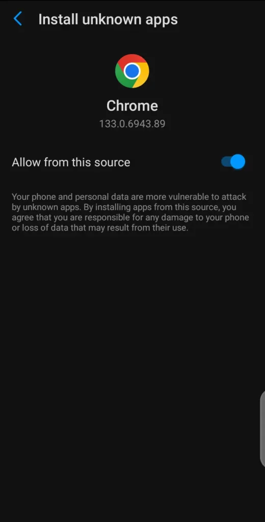 Enable unknown sources download
