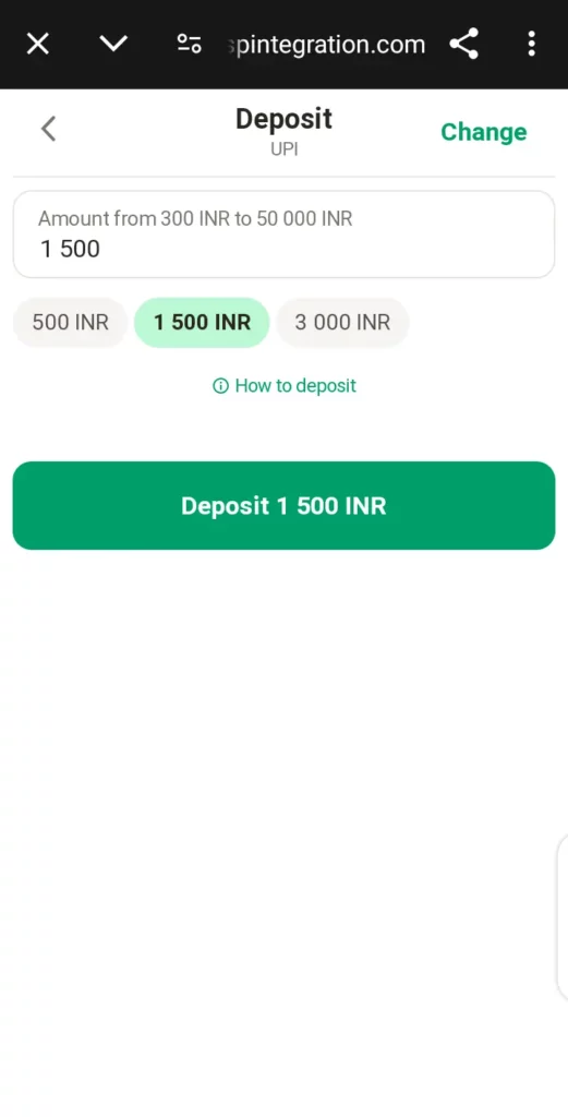 UPI deposit page