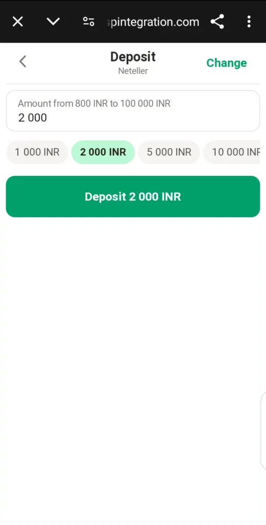 Neteller deposit page