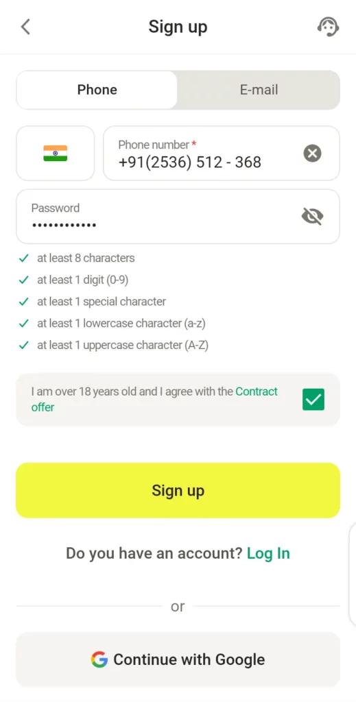 Parimatch registration process