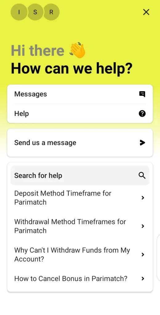 Parimatch customer support