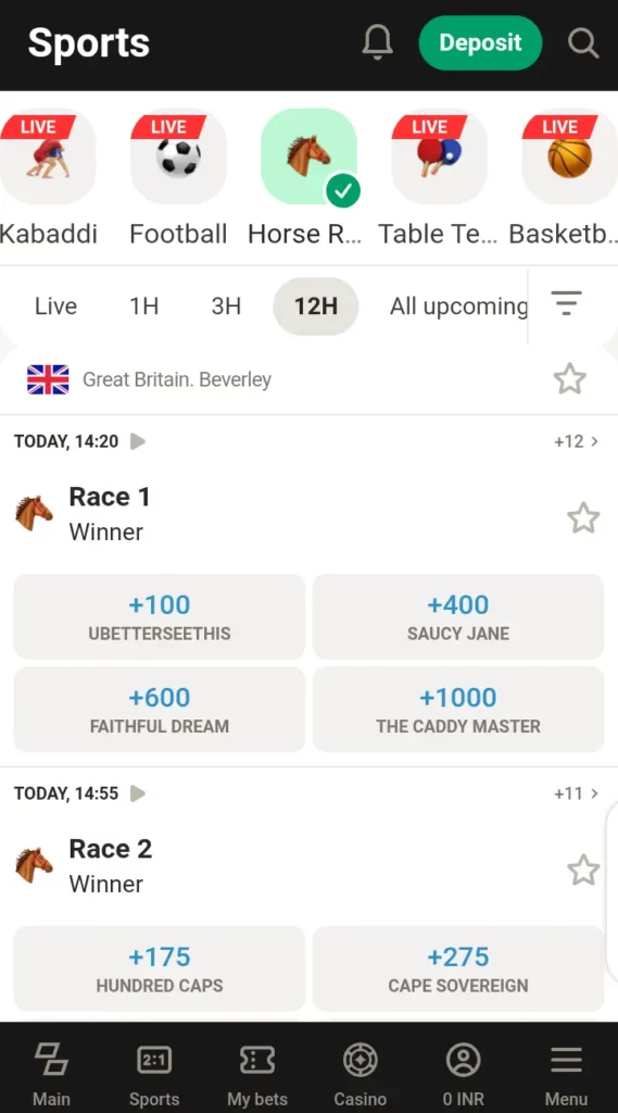 American odds on Parimatch