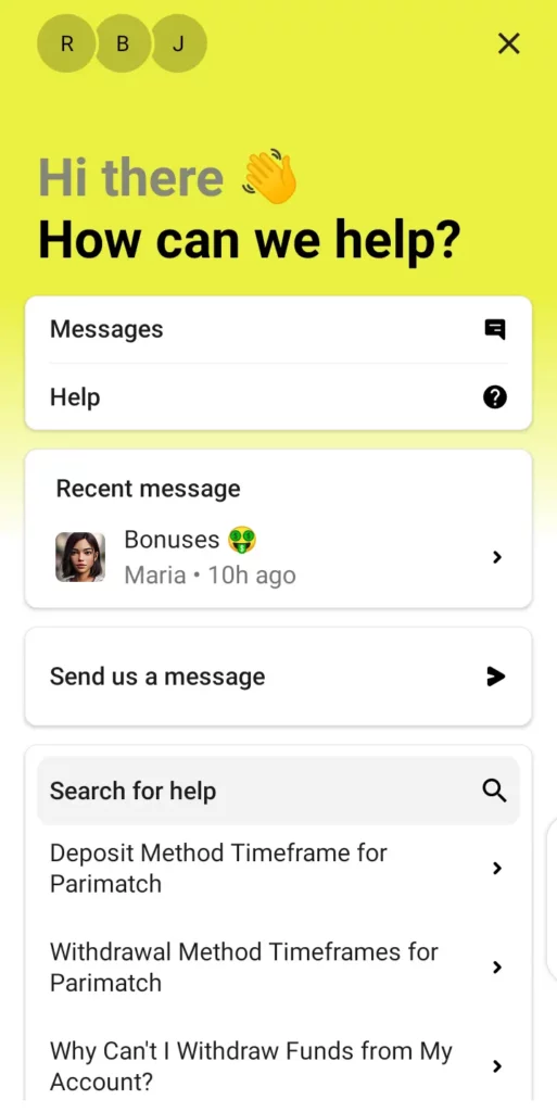 Parimatch’s customer support center