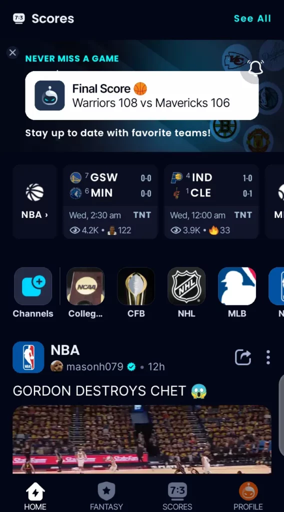 Scores updates