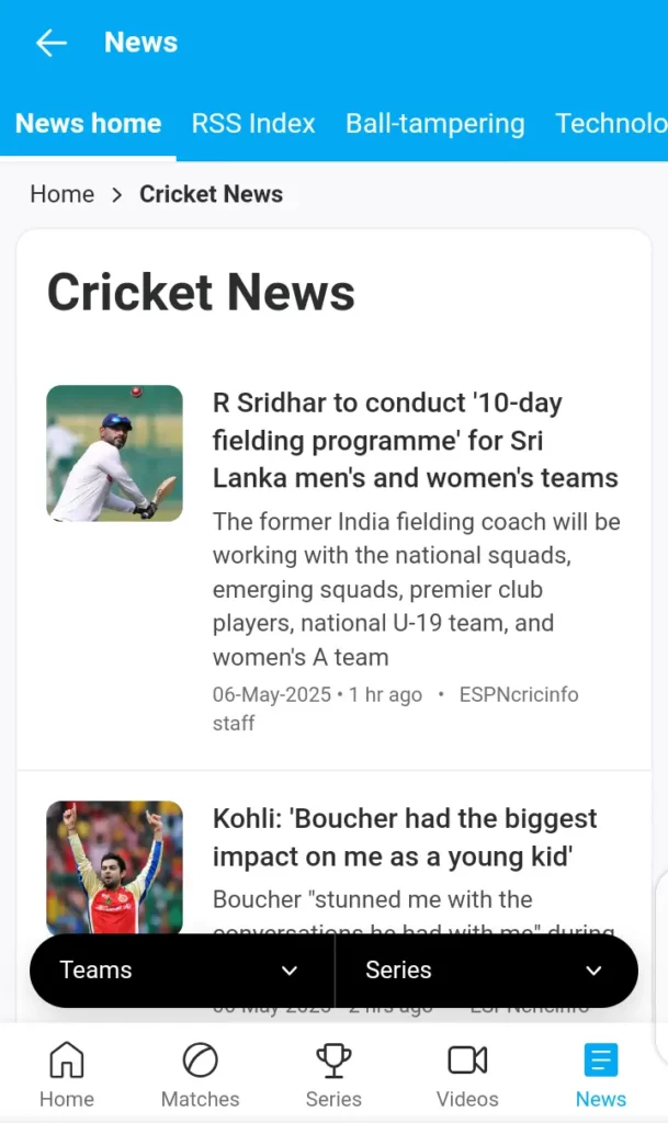  Cricket news updates