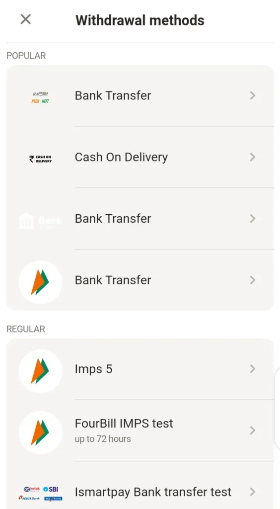 Parimatch withdrawal methods