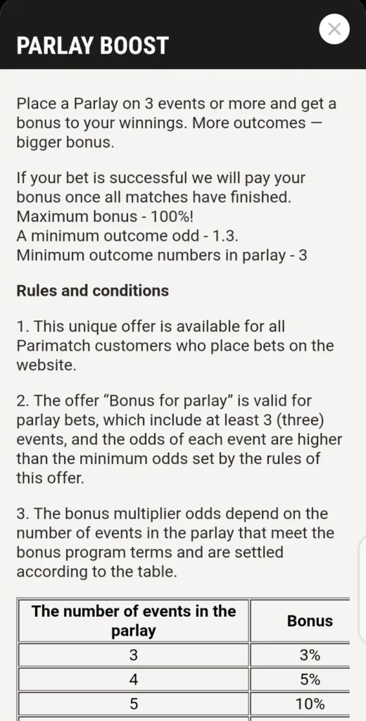 Parimatch parlay boost
