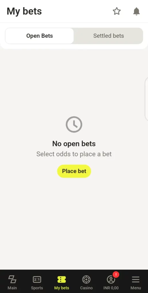 Parimatch bet history section