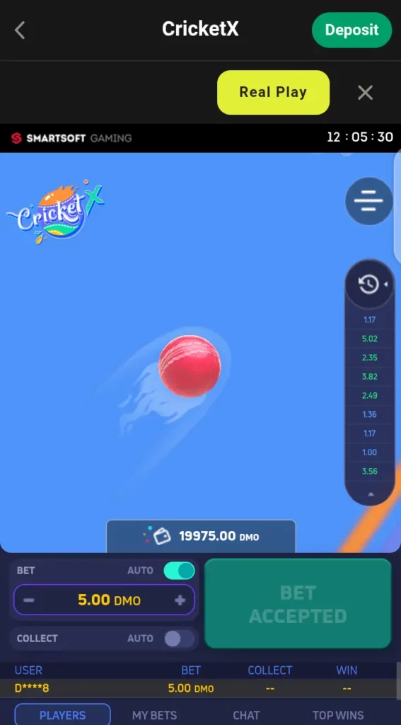 CricketX game interface
