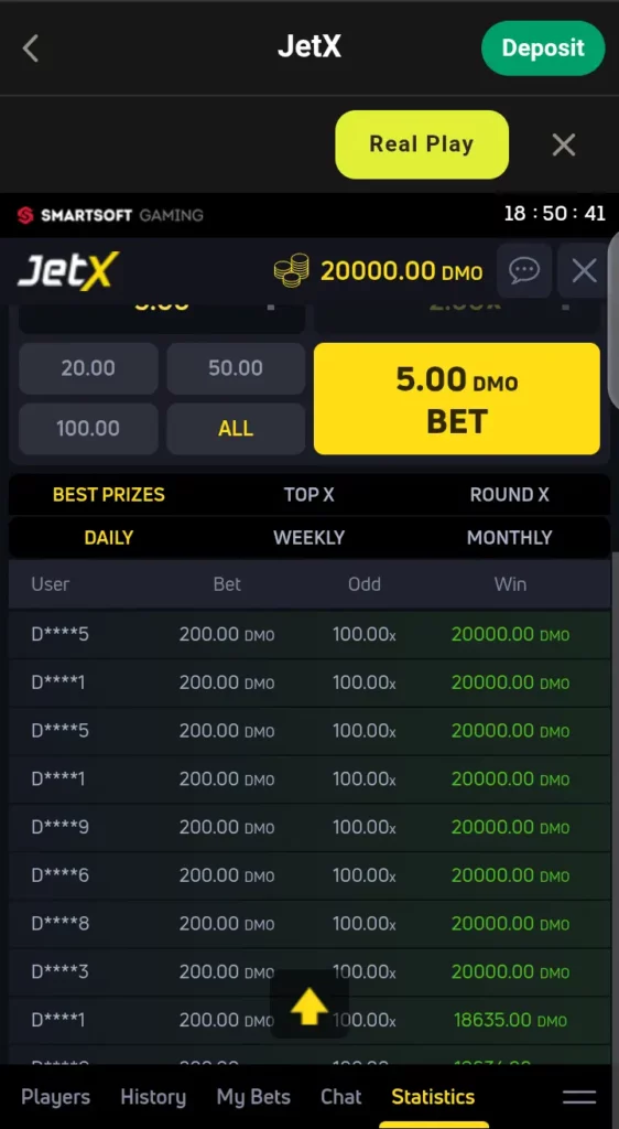 Leaderboard on JetX