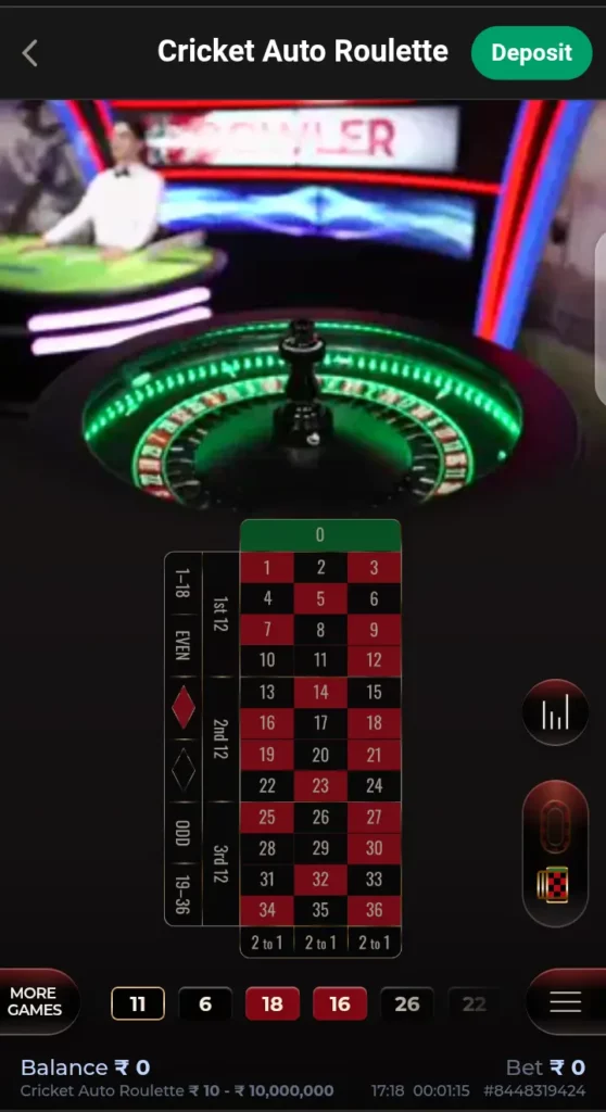 Cricket auto roulette on Parimatch