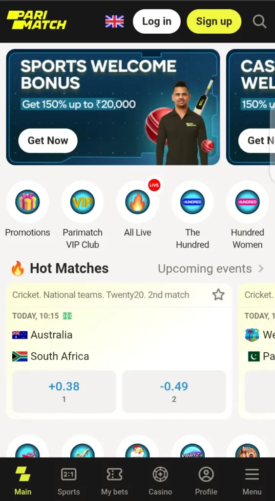Parimatch homepage