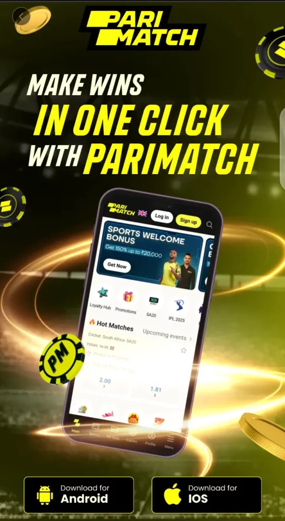 Parimatch app download page