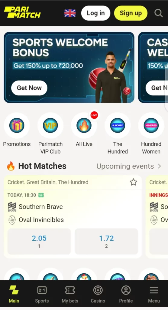 Parimatch homepage