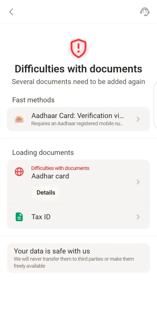 Parimatch’s verification page