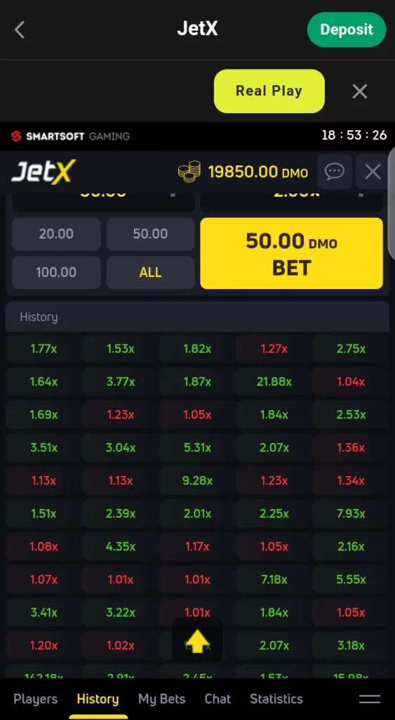  Round history on JetX