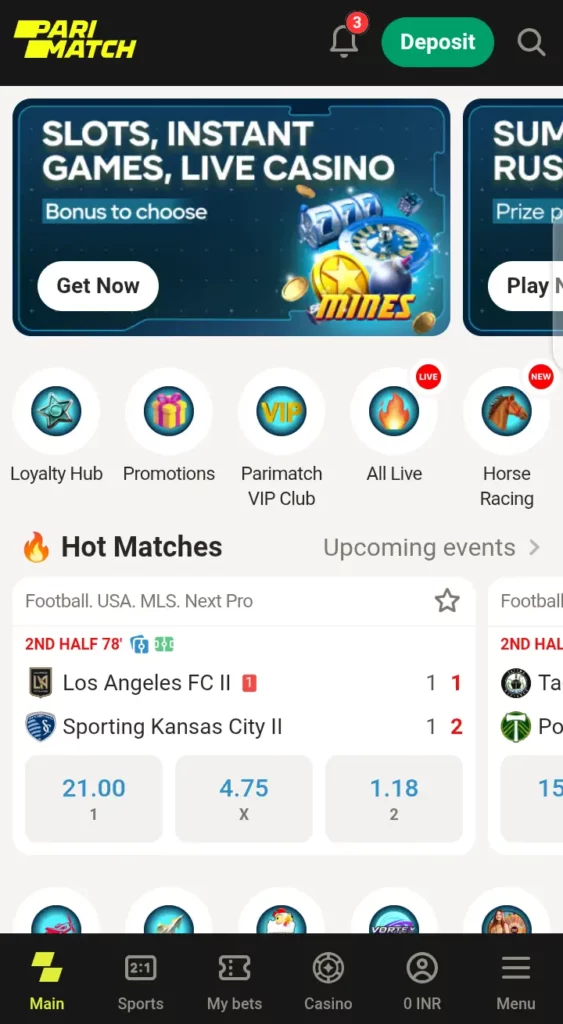 Parimatch homepage