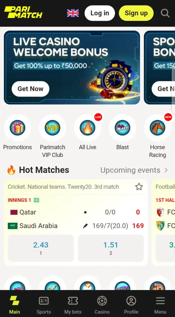 Parimatch homepage