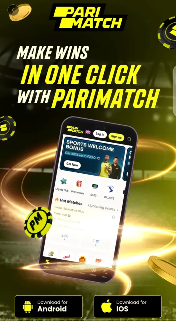 Parimatch app download page
