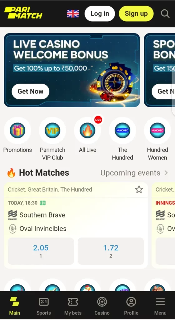 Parimatch homepage