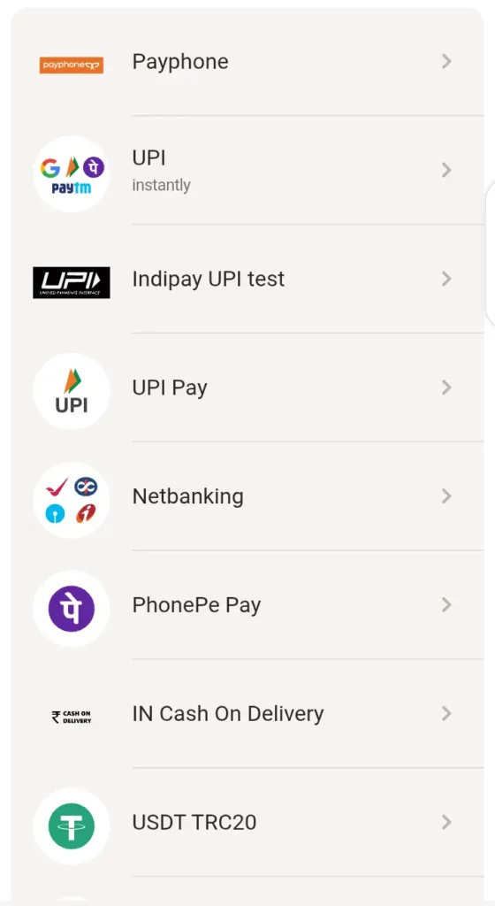Parimatch deposit page
