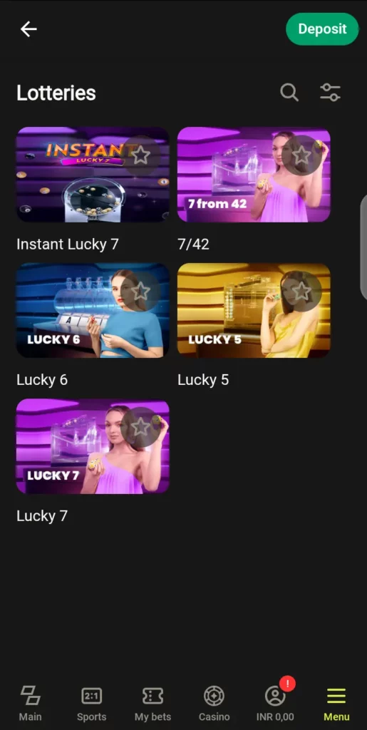 TV lotteries on Parimatch