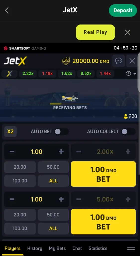 JetX game interface