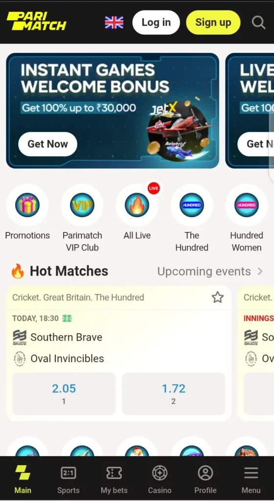 Parimatch homepage