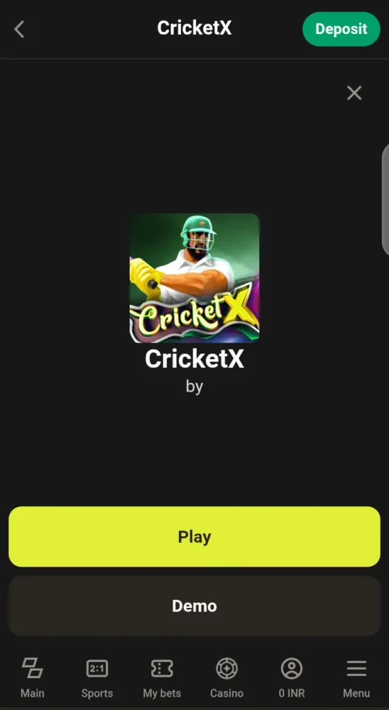 Cricket game on Parimatch
