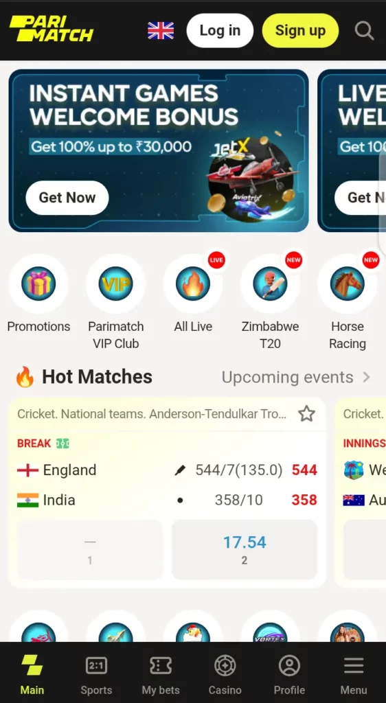 Parimatch homepage
