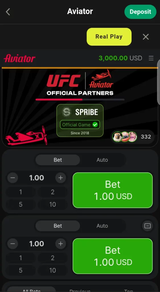 Aviator dual bet feature