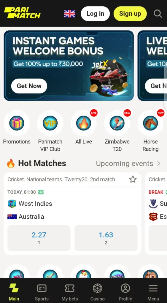 Parimatch homepage
