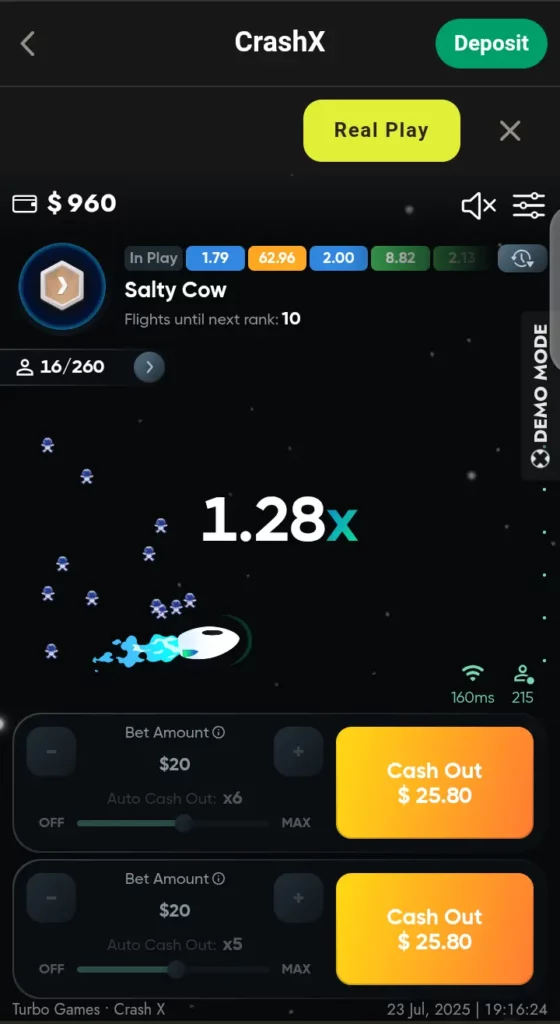 CrashX cashout display