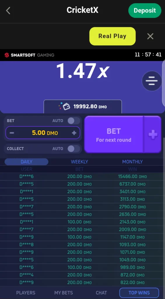 CricketX live leaderboard