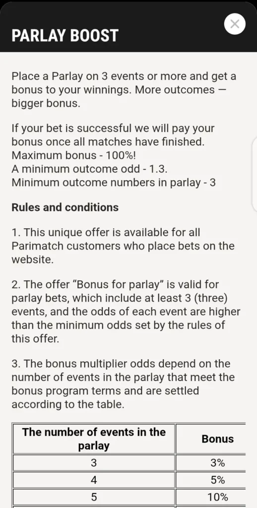 Parimarch parlay boost