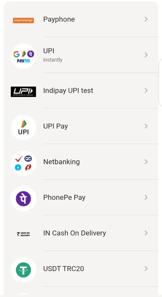 Parimatch deposit page