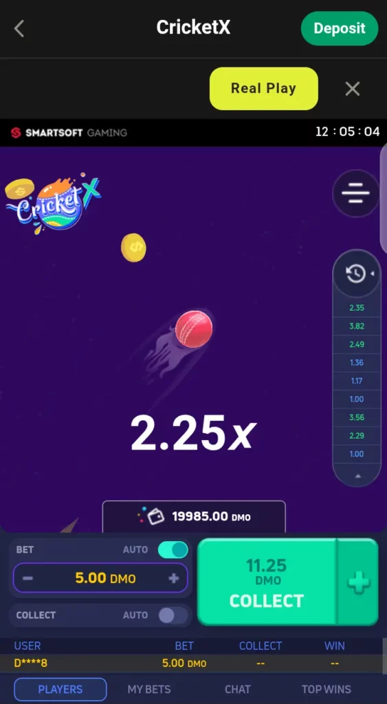 CricketX cashout display