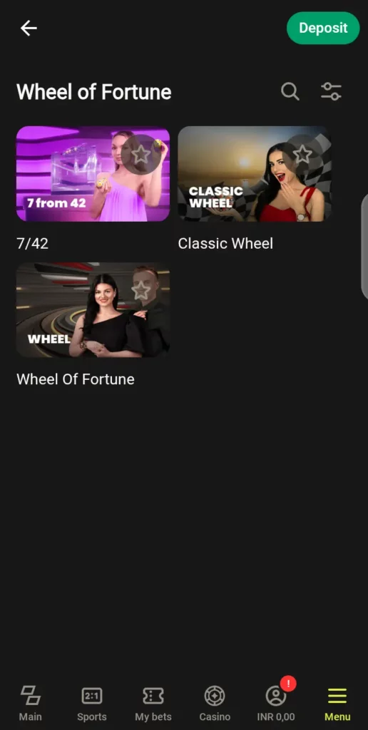TV Wheel games on Parimatch