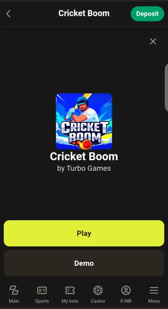 Cricket Boom game on Parimatch