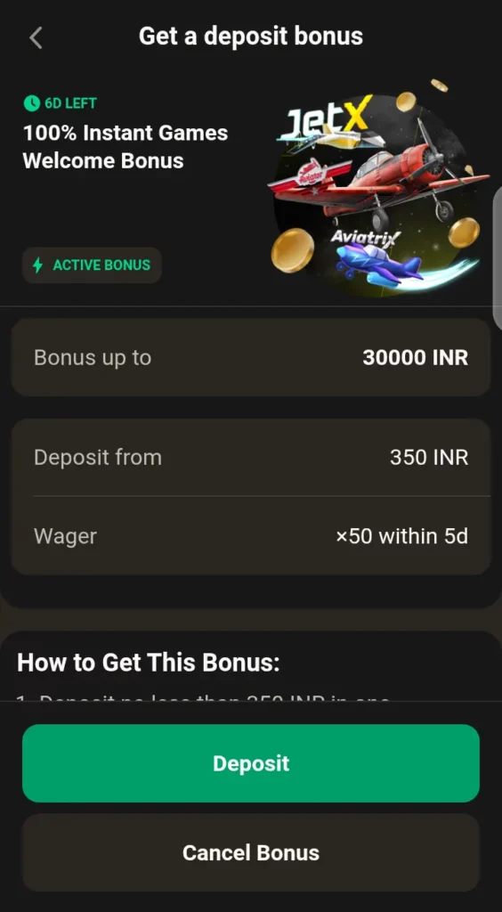 Parimatch instant fames welcome bonus