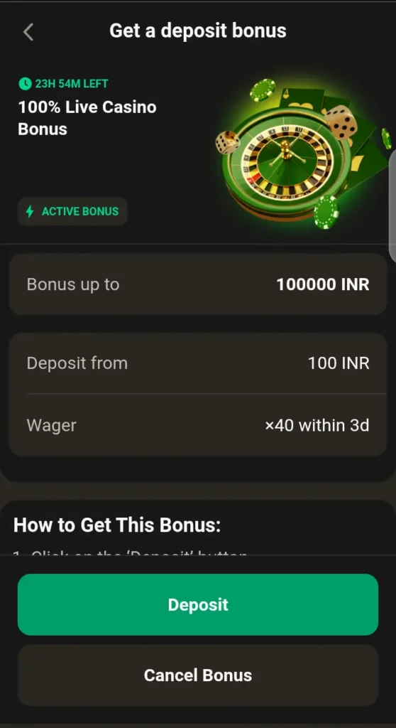 Parimatch promotions page